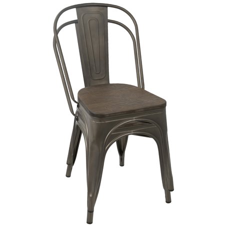 Lumisource Oregon-Farmhouse Stackable Dining Chair in Antique and Espresso, PK 2 DC-TW-OR DKESP2